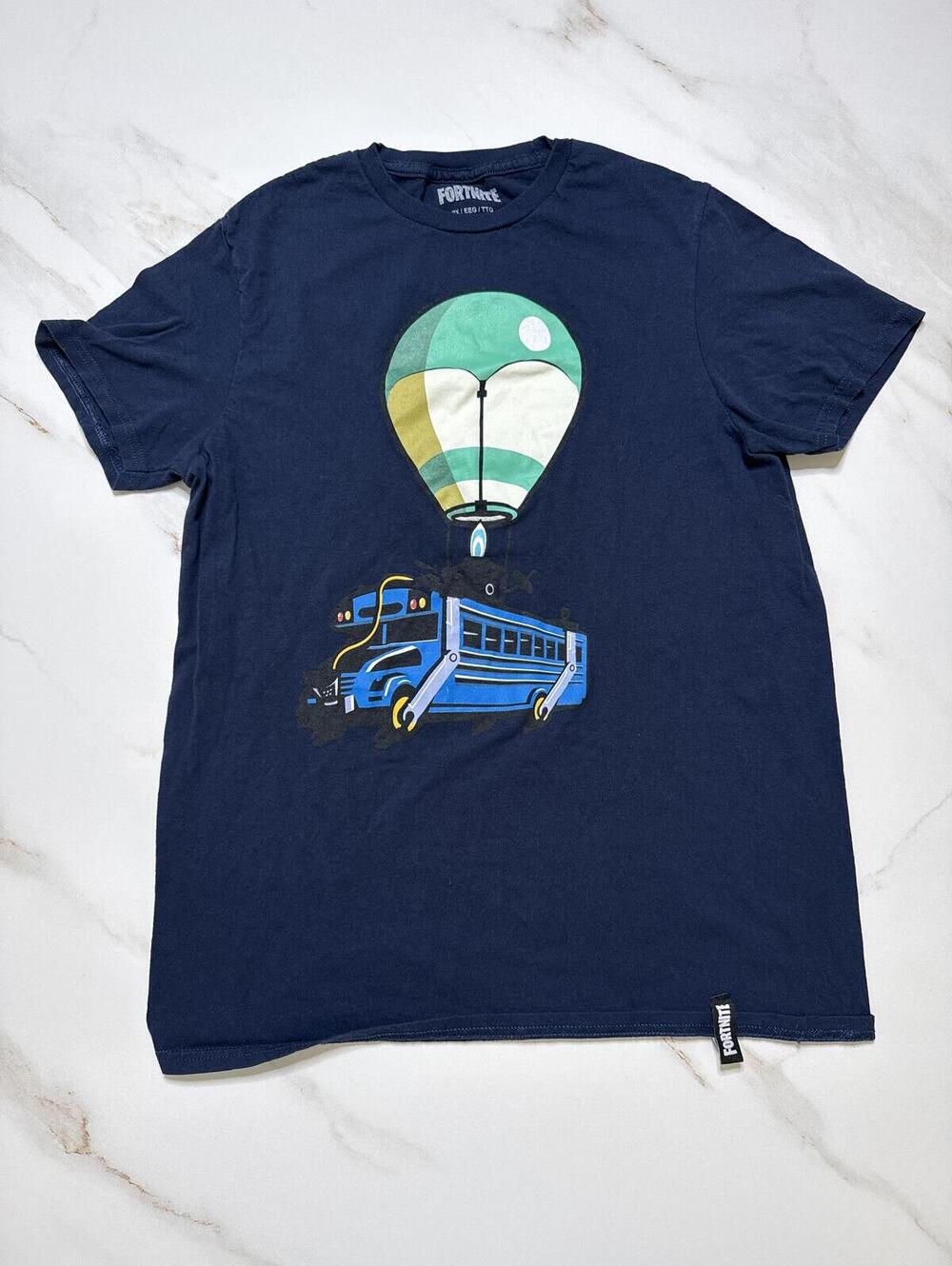 Fortnite Blue Battle Bus Graphic T Shirt - Kids 2X